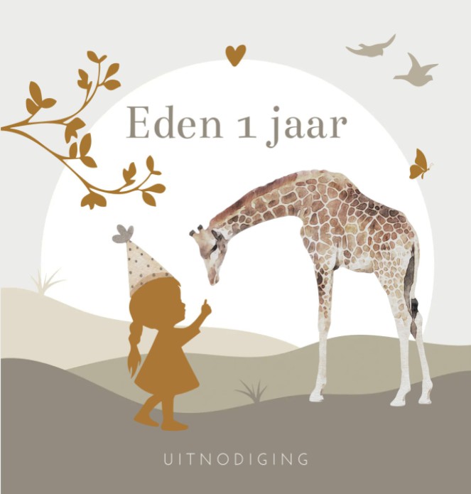 Uitnodigingskaart giraf Eden