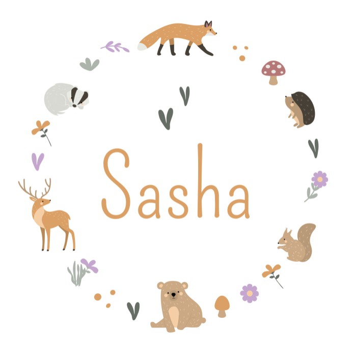 Geboortekaartje neutraal bosdieren krans Sasha