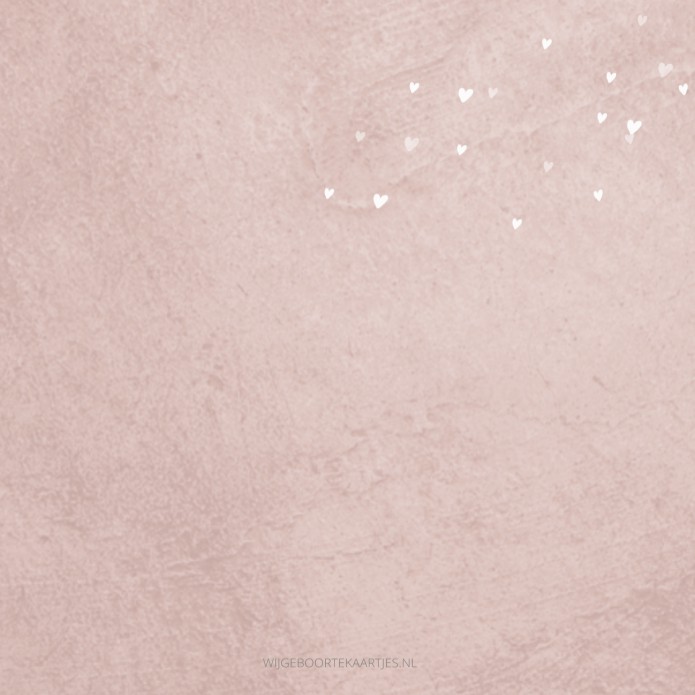 Geboortekaartje meisje dochter roze betonlook met wit hartje Vera achter