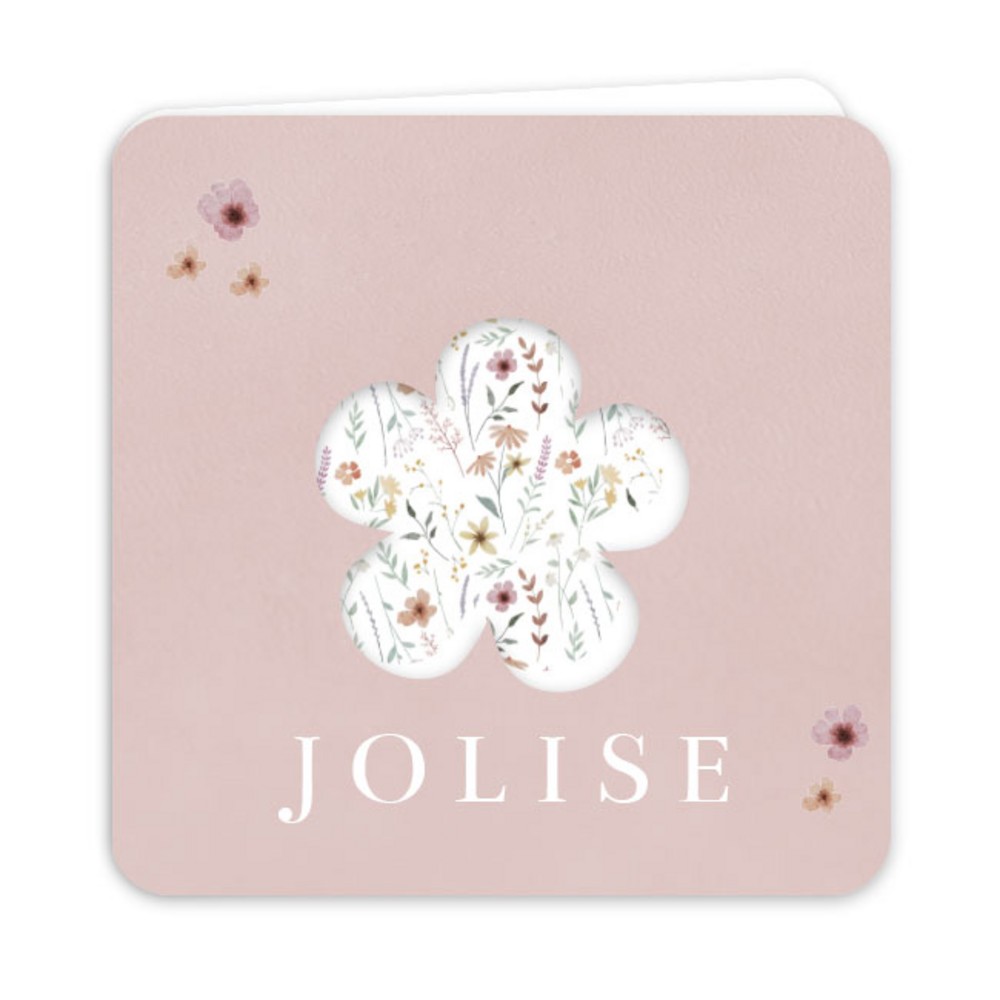 Geboortekaartje dochter originele vorm bloem Jolise