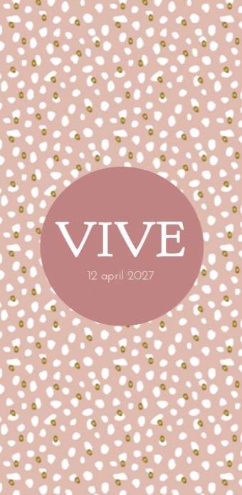 Geboortekaartje Prénatal meisje roze met stipjes dessin Vive