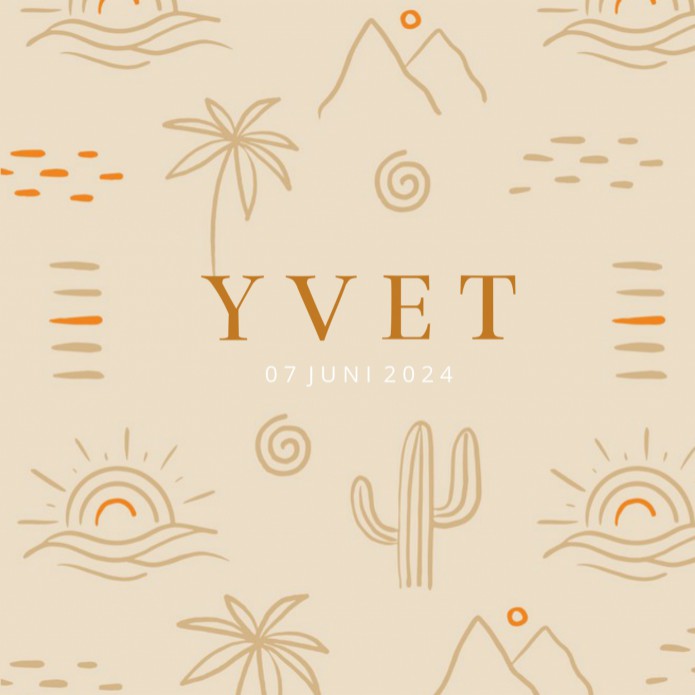 Geboortekaartje modern zomer zand Yvet - koperfolie optioneel voor