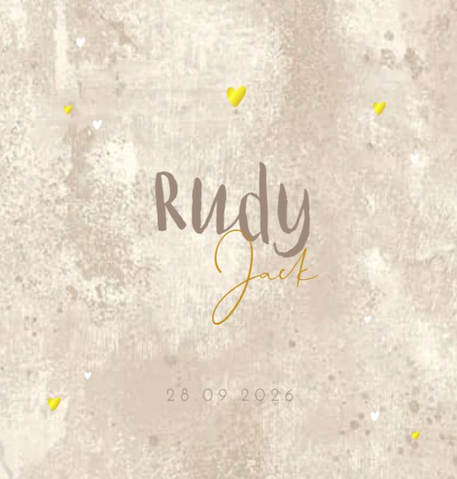 Geboortekaartje jongen betonlook goudfolie Rudy