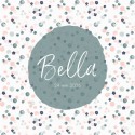 Geboortekaartje Prénatal met blauw groen roze stippen Bella voor