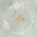 Geboortekaartje meisje met bloemenkrans  Lilly - koperfolie optioneel voor