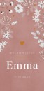 Geboortekaartje meisje roze floral Emma voor