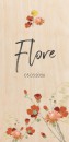Geboortekaartje droogbloemen Flore - op echt hout voor