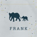 Geboortekaartje zoon blauwe olifanten Frank voor