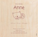 Geboortekaartje kat Anne - op echt hout achter