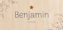 Geboortekaartje Prénatal sterren Benjamin - op echt hout voor