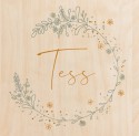 Geboortekaartje meisje bloemenkrans Tess - op echt hout voor