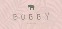 Geboortekaartje olifant silhouette roze Bobby voor
