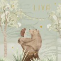 Geboortekaartje neutraal bos beer groen Liva voor