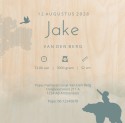 Geboortekaartje jongen silhouette bosdieren Jake - op echt hout achter
