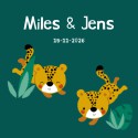 Geboortekaartje cheetah groen Miles & Jens voor