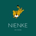 Geboortekaartje cheetah groen Nienke voor