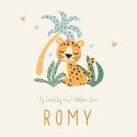 Geboortekaartje meisje cheeta Romy voor