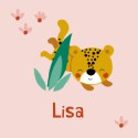 Geboortekaartje cheetah roze Lisa voor