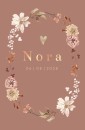 Geboortekaartje meisje droogbloemen krans Nora voor