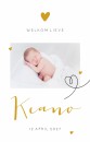 Geboortekaartje unisex hartjes foto Keano voor