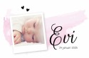 Geboortekaartje Foto roze Evi voor