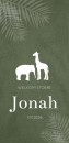 Geboortekaartje olifant giraffe silhouette Jonah voor