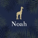 Geboortekaartje giraffe silhouette donkerblauw Noah voor