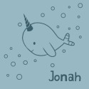 Geboortekaartje narwal blauw Jonah voor