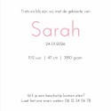 Geboortekaartje nijntje portret goudlook roze meisje Sarah binnen