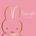 Geboortekaartje nijntje portret goudlook roze meisje Sarah voor
