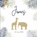 Geboortekaartje olifant giraffe silhouette James voor