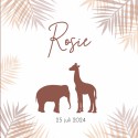 Geboortekaartje meisje olifant giraffe silhouette Rosie voor