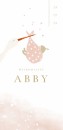 Geboortekaartje ooievaar watercolor roze Abby voor