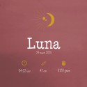 Geboortekaartje roze met gouden maan Luna - goudfolie optioneel binnen