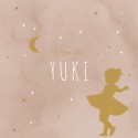 Geboortekaartje silhouette roze aquarel Yuki voor