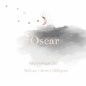 Geboortekaartje watercolour met maan en sterren Oscar binnen
