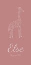 Geboortekaartje giraffe roze Else voor