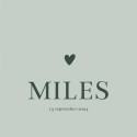 Geboortekaartje hartje groen Miles voor