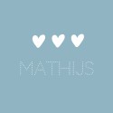 Geboortekaartje Blauw met Hartjes Mathijs voor