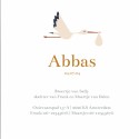 Geboortekaartje jongen ooievaar Abbas - koperfolie optioneel binnen