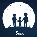Geboortekaartje silhouette broertjes met de maan Sven voor