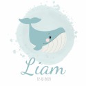 Geboortekaartje walvis met blauwe zee Liam voor