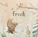 Geboortekaartje jongen beer aquarel hout Freek voor