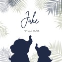 Geboortekaartje jongen olifanten silhouette Jake voor