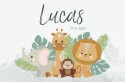 Geboortekaartje jongen jungledieren Lucas voor
