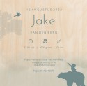 Geboortekaartje jongen silhouette bosdieren hout Jake achter