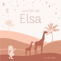 Geboortekaartje meisje giraffe silhouette Elsa voor