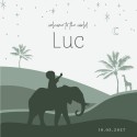Geboortekaartje jongen olifant groen silhouette Luc voor