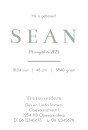 Geboortekaartje minimalistisch letter Sean achter