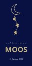 Blauw geboortekaartje met maan en sterren - Moos voor